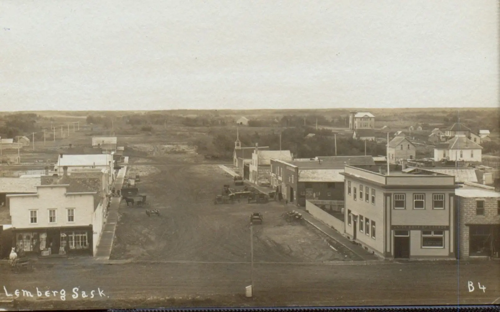 Elevated view of Lemberg's main street and buildings